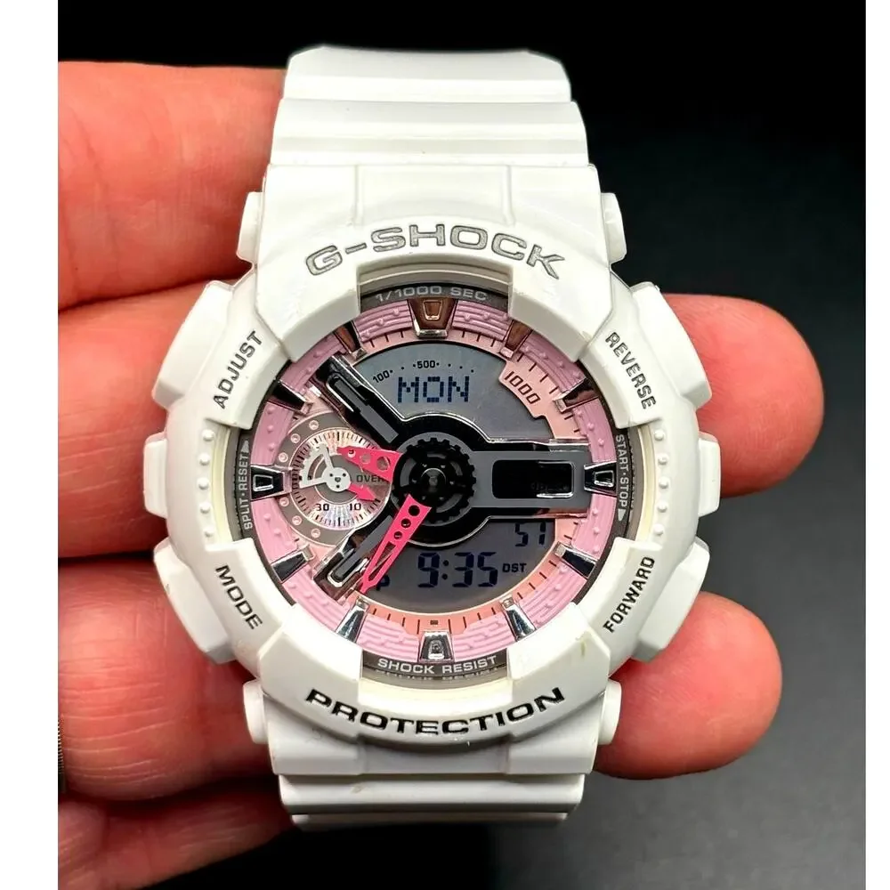 Casio G-Shock GMA-S110MP-7A S-Series White Pink Analog Digital Watch